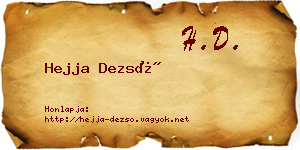 Hejja Dezső névjegykártya